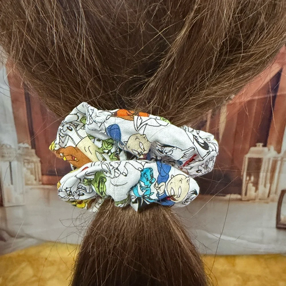 Handmade Cartoon Character White Multi-Color Scrunchie
